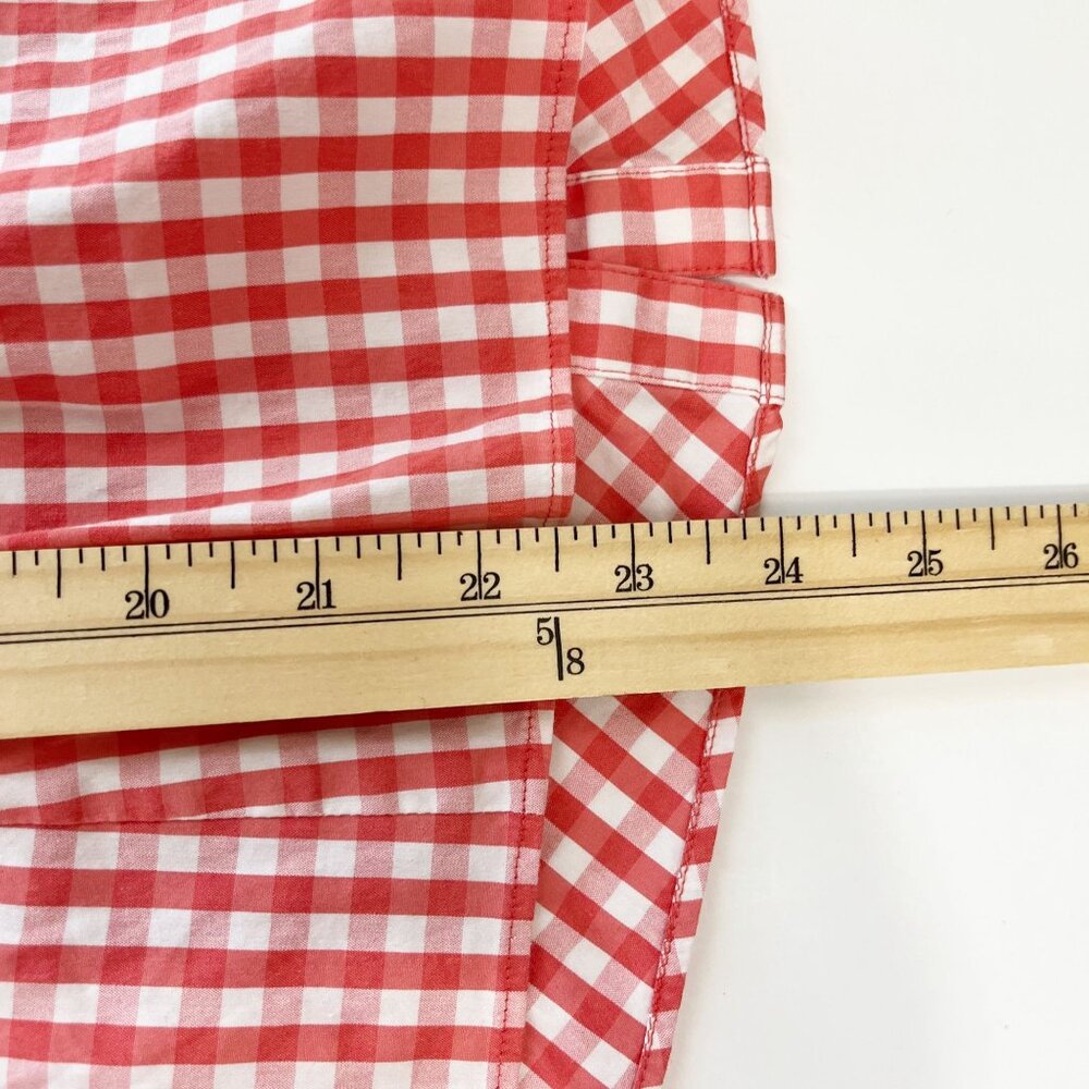 Lafayette 148 Orange Gingham Ruched Button Down Shirt Plaid - Women's Size 4‎ - Picture 7 of 7
